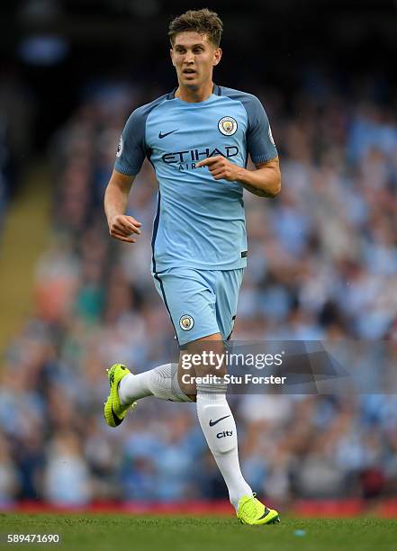 Manchester City defender John Stones in action during the Premier League match between Manchester City and Sunderland at Etihad Stadium on August 13,...