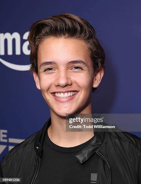 Noah Urrea attends the Premiere Of "The Kicks" celebrated by Amazon and Tiger Beat at StubHub Center on August 13, 2016 in Carson, California.