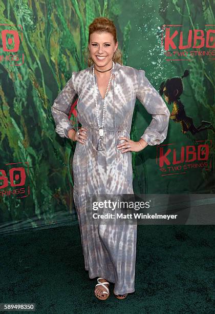 Actress Jodie Sweetin attends the premiere of Focus Features' "Kubo And The Two Strings" at AMC Universal City Walk on August 14, 2016 in Universal...