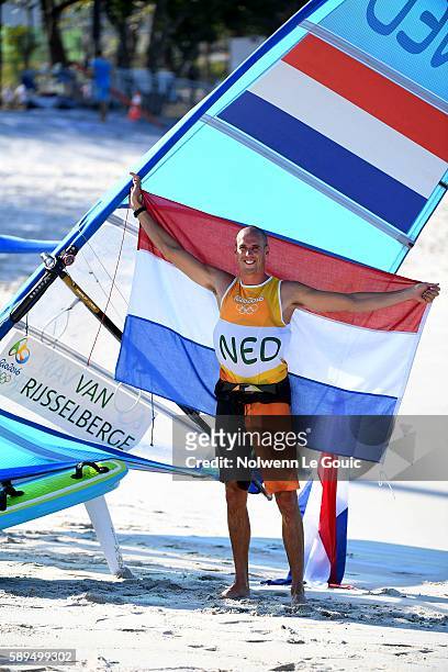 Dorian van Rijsselberghe of Netherland winner of the Men's RS:X class on Day 9 of the Rio 2016 Olympic Games at Marina da Gloria on August 14, 2016...