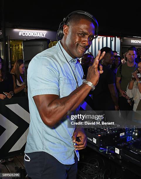 Idris Elba DJs at the launch of his new Boxpark retail space which will stock Idris Elba + Superdry exclusively on August 14, 2016 in London, England.