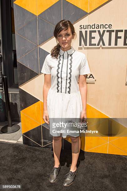 Actress/filmmaker Frankie Shaw attends Downtown & Dirty Shorts hosted by Nick Kroll during Sundance NEXT FEST at The Theatre At The Ace Hotel on...