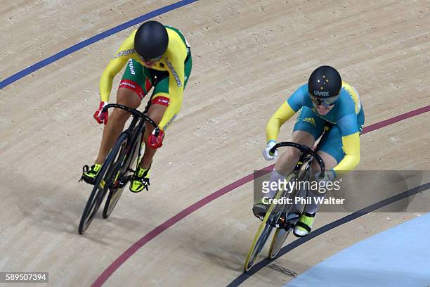 Simona Krupeckaite of Lithuania and Anna Meares of Australia compete in the Women's Sprint 1/16 Final on Day 9 of the Rio 2016 Olympic Games at the...