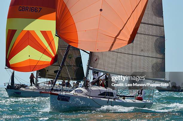 Class 5 Class during Aberdeen Asset Management Cowes Week Regatta on August 12, 2016 in Cowes, England.