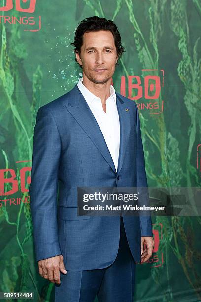 Actor Matthew McConaughey attends the premiere of Focus Features' 'Kubo And The Two Strings' at AMC Universal City Walk on August 14, 2016 in...