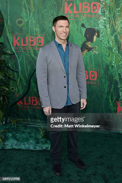 Director/producer Travis Knight attends the premiere of Focus Features' 'Kubo and the Two Strings' at AMC Universal City Walk on August 14, 2016 in...