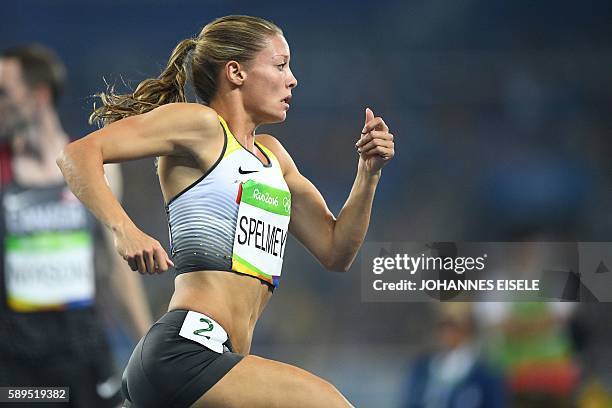 Germany's Ruth Sophia Spelmeyer competes in the Women's 400m Semifinal during the athletics event at the Rio 2016 Olympic Games at the Olympic...