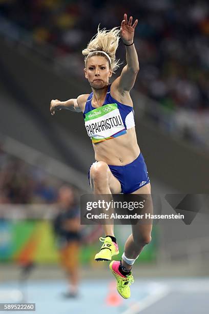 Paraskevi Papahristou of Greece competes in the Women's Triple Jump final on Day 9 of the Rio 2016 Olympic Games at the Olympic Stadium on August 14,...