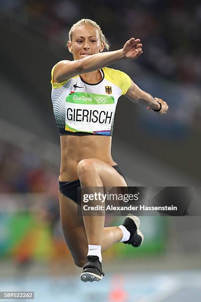 Kristin Gierisch of Germany competes in the Women's Triple Jump final on Day 9 of the Rio 2016 Olympic Games at the Olympic Stadium on August 14,...