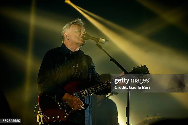 Bernard Sumner of New Order performs live at Flow Festival on August 14, 2016 in Helsinki, Finland.