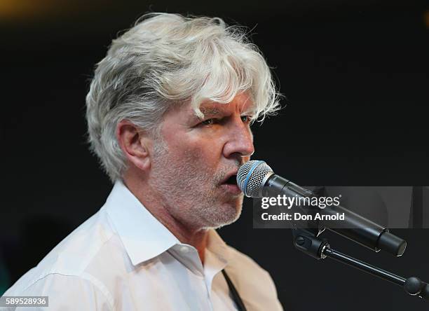Tim Finn performs at the Ladies In Black National Tour Launch at Lyric Theatre, Star City on August 15, 2016 in Sydney, Australia.