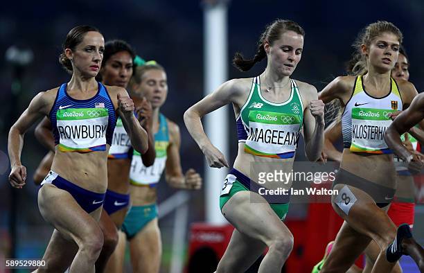 Ciara Mageean of Ireland and Shannon Rowbury of the United States compete in the Women's 1500 meter semifinals on Day 9 of the Rio 2016 Olympic Games...
