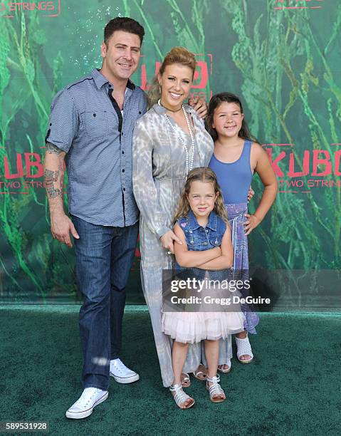 Actress Jodie Sweetin, daughter's Zoie Laurel May Herpin and Beatrix Carlin Sweetin-Coyle arrive at the premiere of Focus Features' "Kubo And The Two...