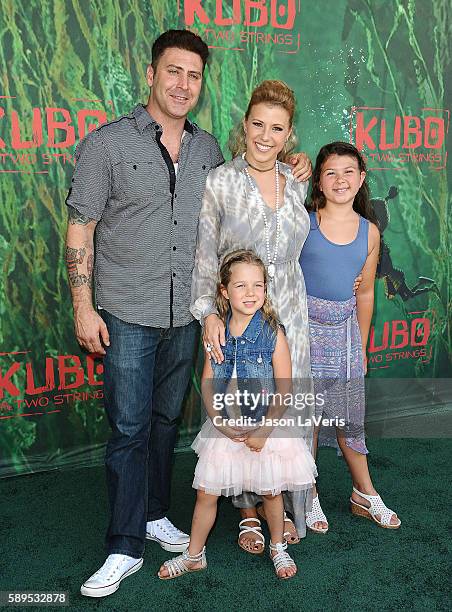 Actress Jodie Sweetin, Justin Hodak and daughters Beatrix Carlin Sweetin Coyle and Zoie Laurel May Herpin attend the premiere of "Kubo and the Two...