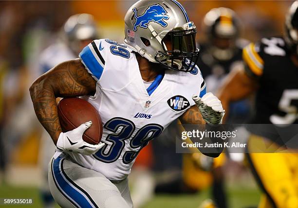 Stevan Ridley of the Detroit Lions in action during the game against the Pittsburgh Steelers on August 12, 2016 at Heinz Field in Pittsburgh,...