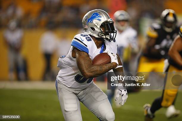 Stevan Ridley of the Detroit Lions in action during the game against the Pittsburgh Steelers on August 12, 2016 at Heinz Field in Pittsburgh,...