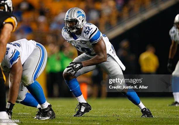 Antwione Williams of the Detroit Lions in action during the game against the Pittsburgh Steelers on August 12, 2016 at Heinz Field in Pittsburgh,...
