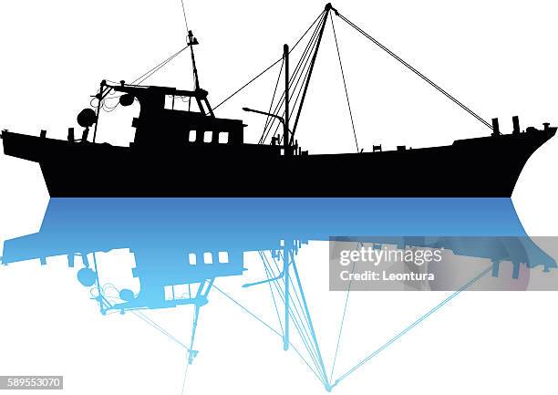 fishing boat - commercial fishing boat stock illustrations