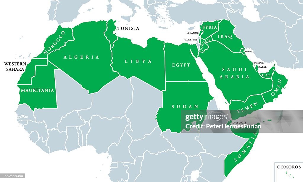 Arab World Political Map High-Res Vector Graphic - Getty Images