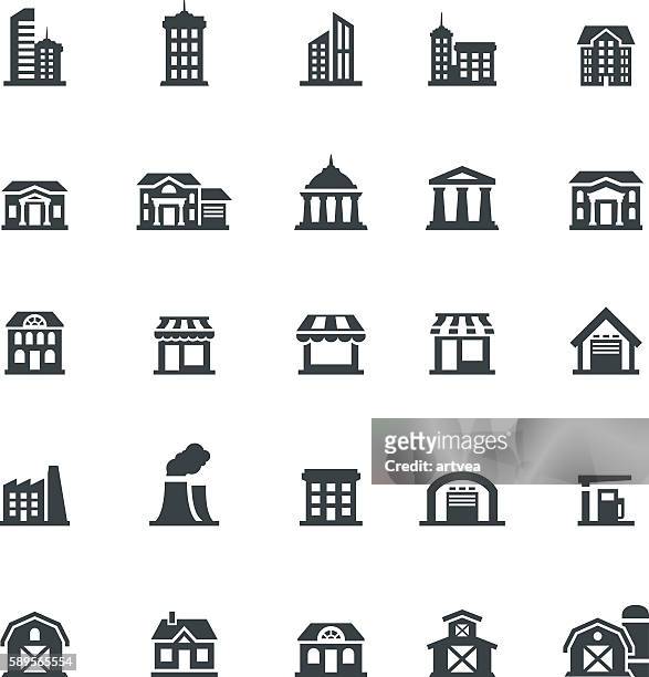 building icon set - rooftop stock illustrations