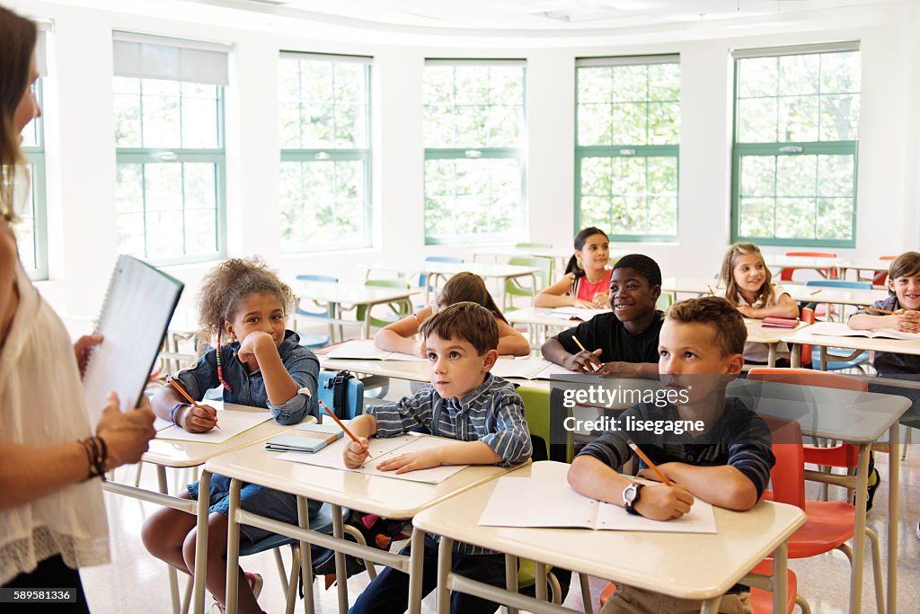 School kids in classroom