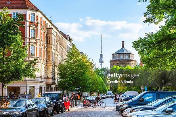 berlin prenzlauer berg with tv tower - prenzlauer berg stock pictures, royalty-free photos & images