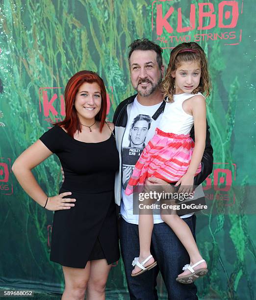 Singer Joey Fatone, daughters Briahna Joely Fatone and Kloey Alexandra Fatone arrive at the premiere of Focus Features' "Kubo And The Two Strings" at...