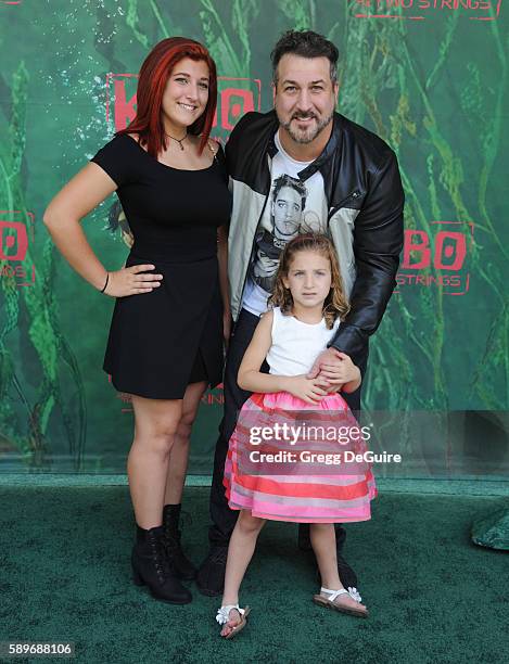 Singer Joey Fatone, daughters Briahna Joely Fatone and Kloey Alexandra Fatone arrive at the premiere of Focus Features' "Kubo And The Two Strings" at...