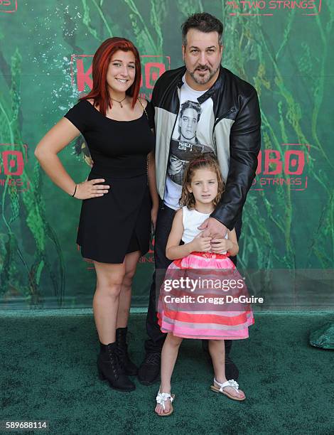 Singer Joey Fatone, daughters Briahna Joely Fatone and Kloey Alexandra Fatone arrive at the premiere of Focus Features' "Kubo And The Two Strings" at...