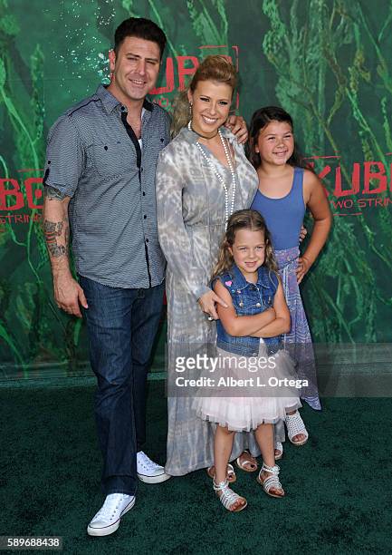 Actress Jodie Sweetin, daughter's Zoie Laurel May Herpin and Beatrix Carlin Sweetin-Coyle arrive for the Premiere Of Focus Features' "Kubo And The...