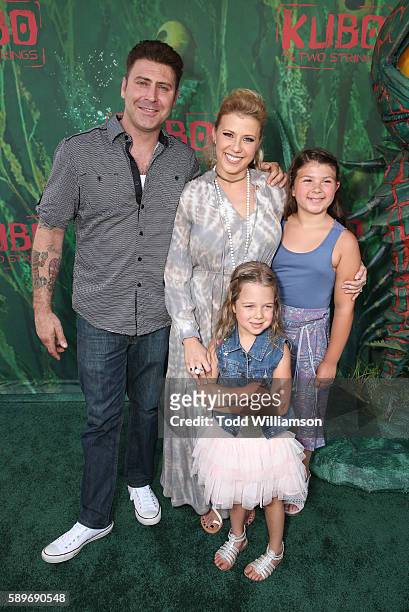 Jodie Sweetin, daughter's Zoie Laurel May Herpin and Beatrix Carlin Sweetin-Coyle attend the premiere of Focus Features' "Kubo And The Two Strings"...