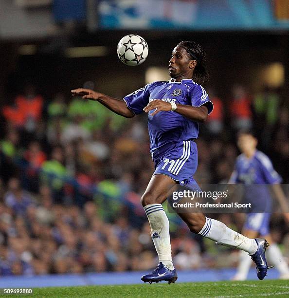 Didier Drogba of Chelsea in action during the UEFA Champions League Group A match between Chelsea and Barcelona at Stamford Bridge on October 18,...