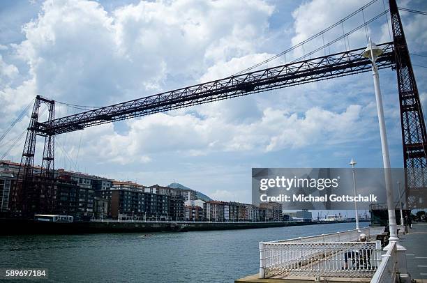 Bilbao, Spain Transporter Bridge Puente de Vizcaya or Puente de Portugalete or Puente Palacio or Puente Colgante between Portugalete and Getxo on May...