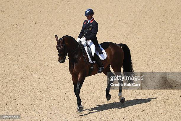 Carl Hester of Great Britain riding Nip Tuck competes in the Dressage Individual Grand Prix Freestyle on Day 10 of the Rio 2016 Olympic Games at...