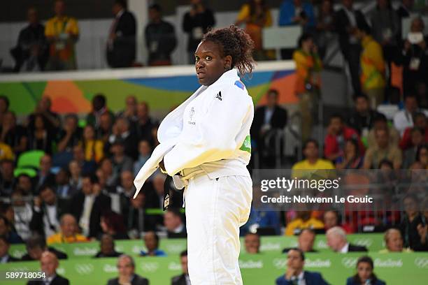 Emilie Andeol of France and Idalys Ortiz of Cuba competes during judo final on Olympic Games 2016 in Rio at Carioca Arena 2 on August 12, 2016 in Rio...