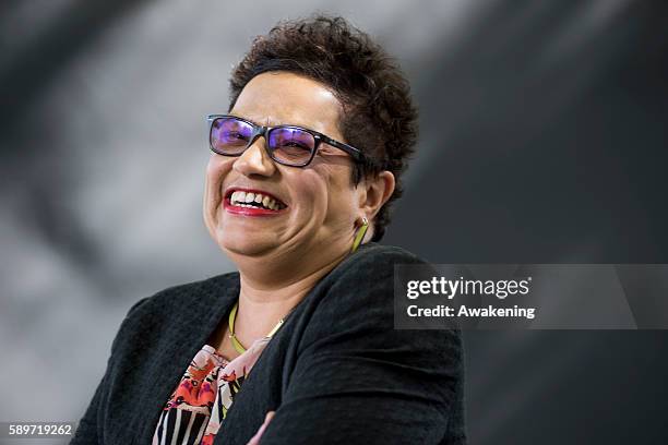 Jackie Kay attends the Edinburgh International Book Festival on August 15, 2016 in Edinburgh, Scotland. The Edinburgh International Book Festival is...