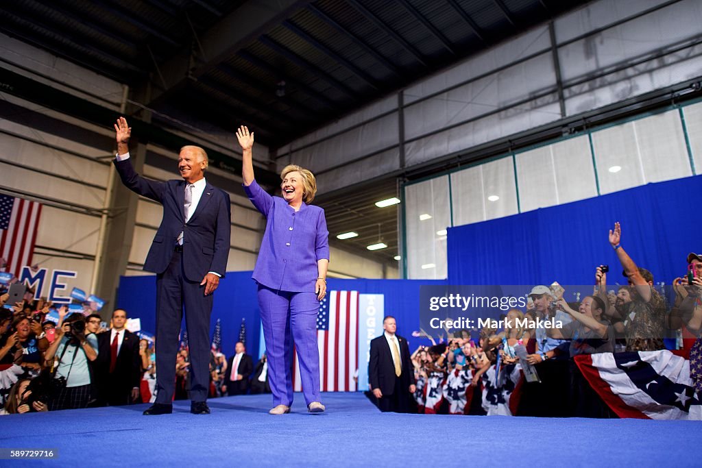 US Vice President Joe Biden Campaigns With Democratic Presidential nominee Hillary Clinton in Scranton, PA