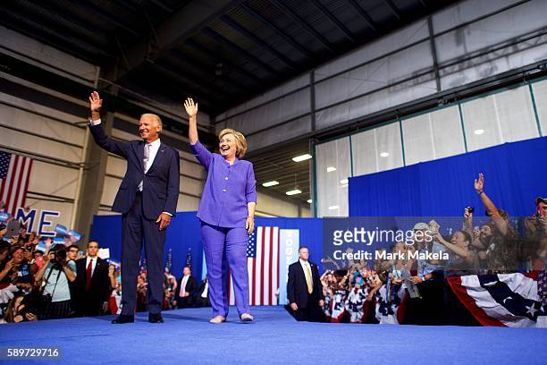 Scranton, PA Democratic Presidential nominee Hillary Clinton holds a rally with US Vice President Joe Biden at Riverfront Sports athletic facility on...