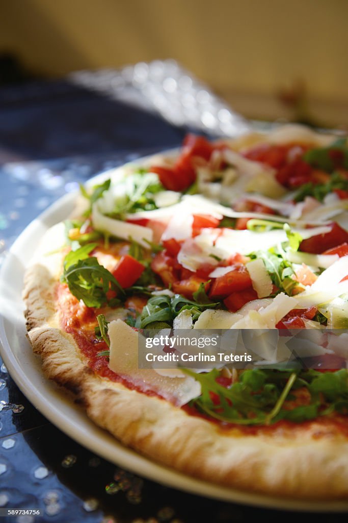 Vegetarian pizza at an Italian restaurant