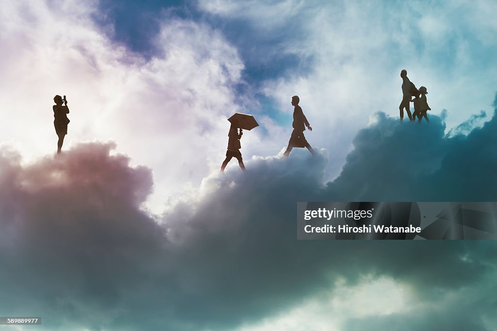 People walking on the cloud