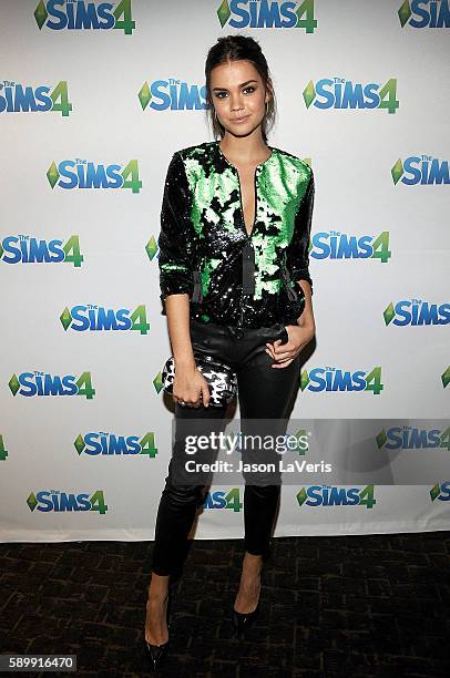 Actress Maia Mitchell poses in the green room at the 2016 Teen Choice Awards at The Forum on July 31, 2016 in Inglewood, California.