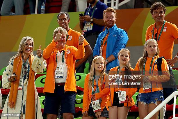 King Willem-Alexander of the Netherlands, Queen Maxima, their daughters Princesss Catharina-Amalia, Princess Alexia and Princess Ariane celebrate as...