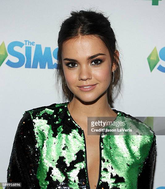 Actress Maia Mitchell poses in the green room at the 2016 Teen Choice Awards at The Forum on July 31, 2016 in Inglewood, California.
