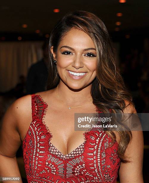 Bethany Mota poses in the green room at the 2016 Teen Choice Awards at The Forum on July 31, 2016 in Inglewood, California.