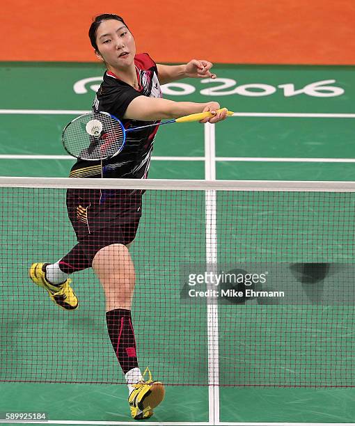 Ji Hyun Sung of Korea plays a match against Linda Zetchiri of Bulgaria on Day 10 of the 2016 Rio Olympics at Riocentro Pavillion on August 15, 2016...