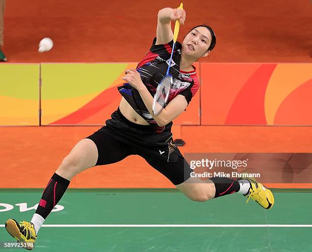 Ji Hyun Sung of Korea plays a match against Linda Zetchiri of Bulgaria on Day 10 of the 2016 Rio Olympics at Riocentro Pavillion on August 15, 2016...