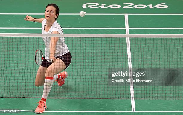 Linda Zetchiri of Bulgaria plays a match against Ji Hyun Sung of Korea on Day 10 of the 2016 Rio Olympics at Riocentro Pavillion on August 15, 2016...