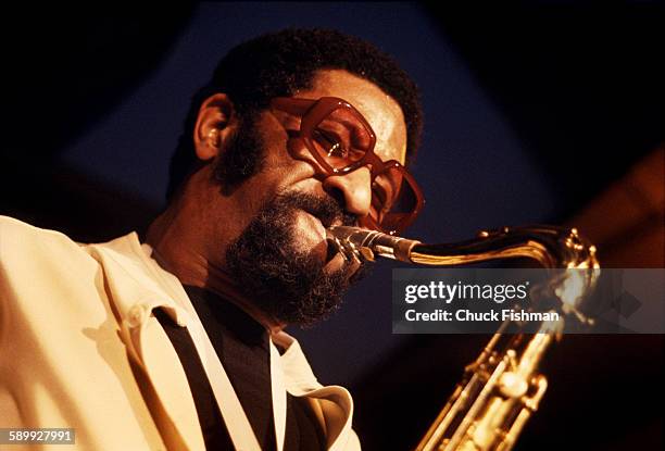 American Jazz musician Sonny Rollins performs onstage at the New Orleans Jazz & Heritage Festival, New Orleans, Louisiana, April 1977.