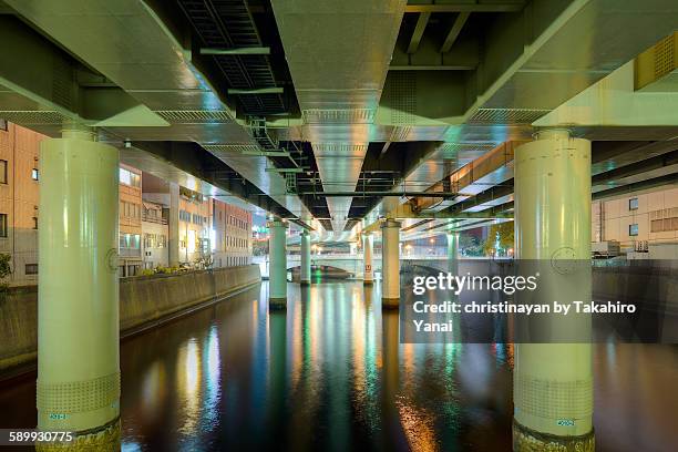 nihonbashi night - christinayan stock pictures, royalty-free photos & images