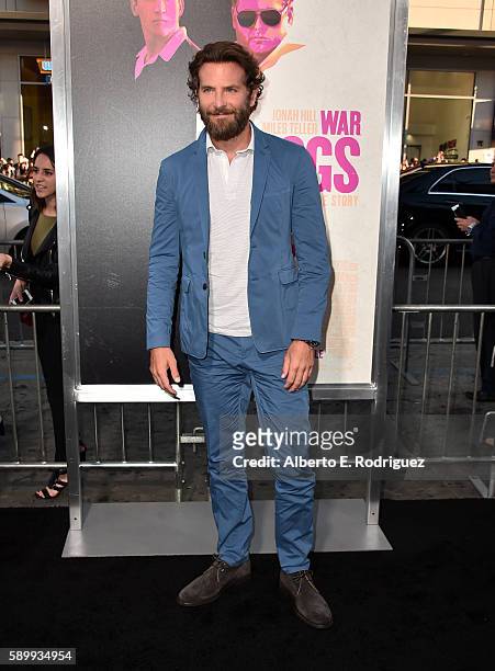 Producer/actor Bradley Cooper attends the premiere of Warner Bros. Pictures' "War Dogs" at TCL Chinese Theatre on August 15, 2016 in Hollywood,...